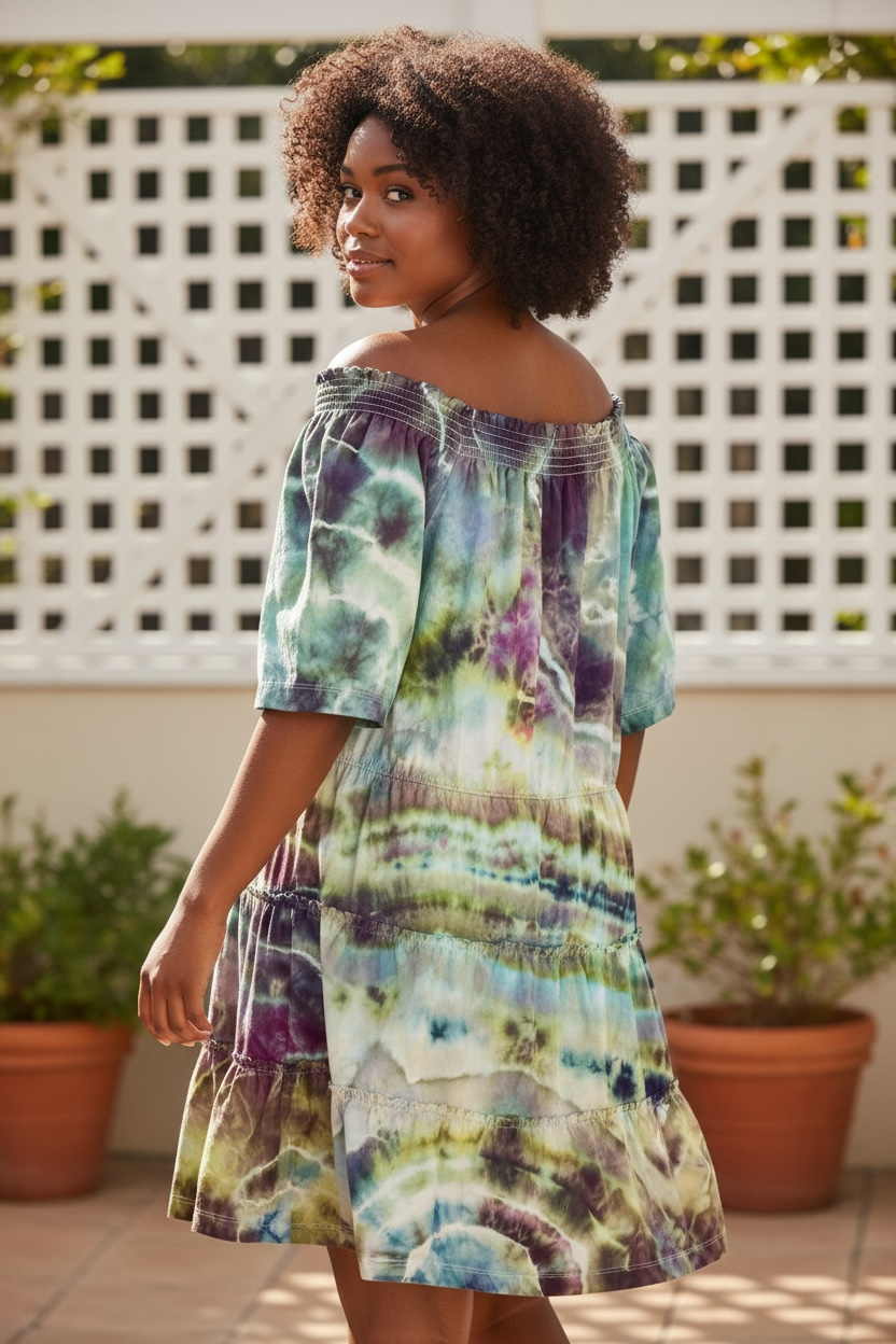XL Dewdrop Hollow Tiered T-Shirt Dress