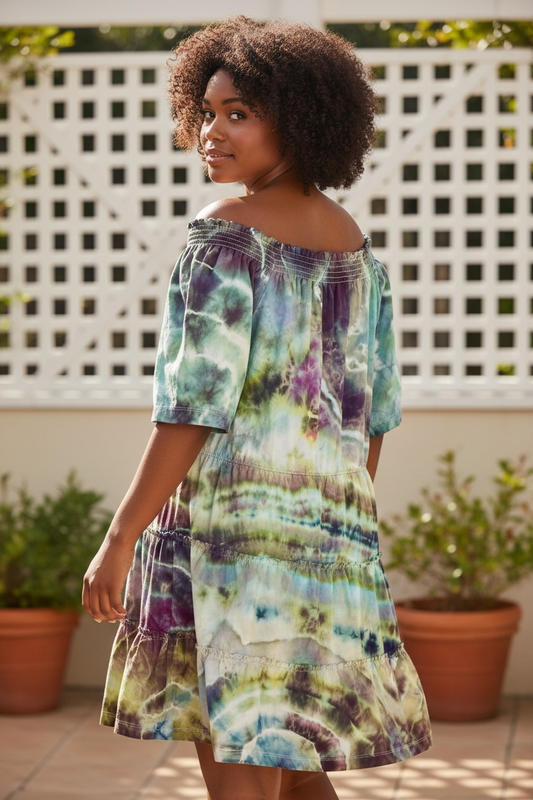 XL Dewdrop Hollow Tiered T-Shirt Dress