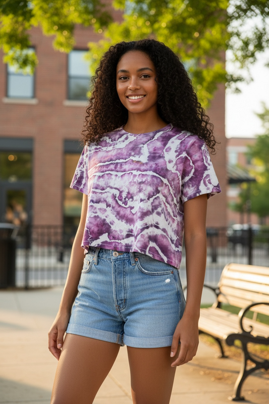 Medium Amethyst Marble Crop Top
