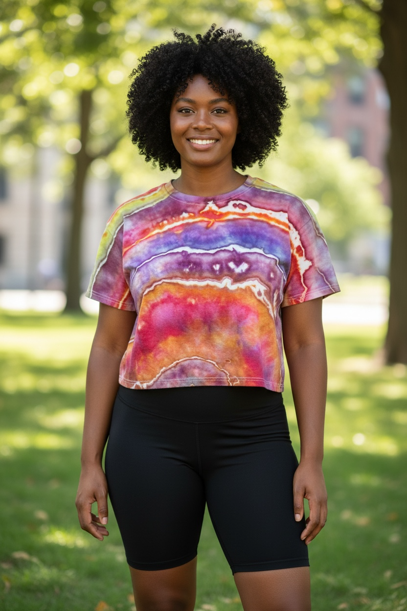 XL Trippy Rainbow Geode Crop Top