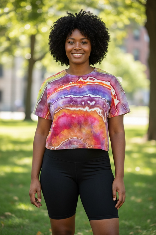 XL Trippy Rainbow Geode Crop Top