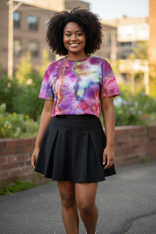 XXL Electric Rose Geode Crop Top