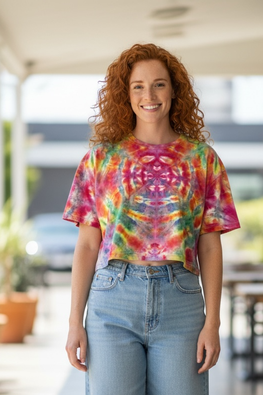 XL Technicolor Vortex Crop Top