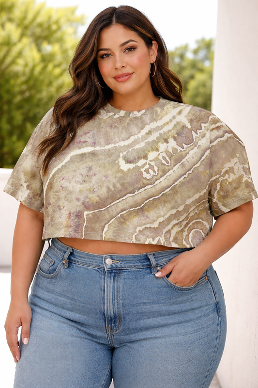 2X Dusty Sage Geode Crop Top