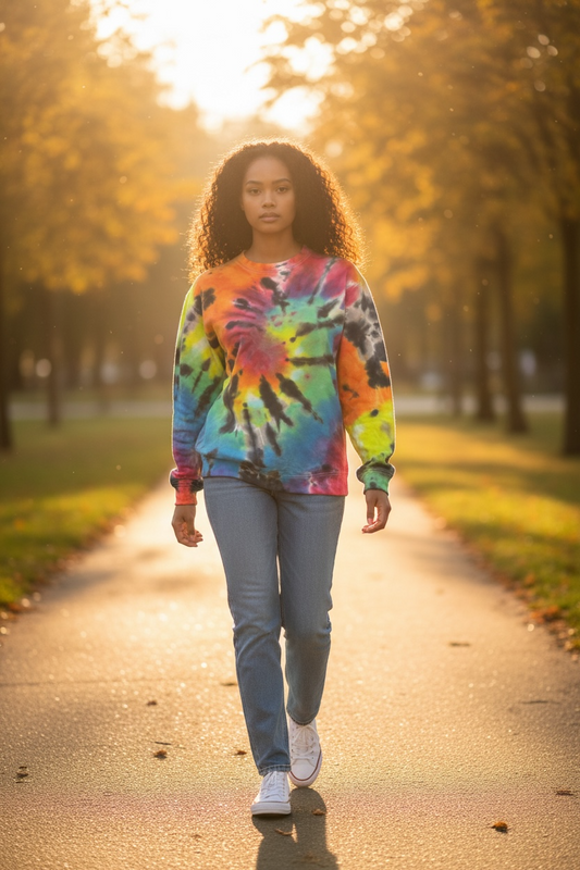 Small rainbow & black spiral crewneck sweatshirt