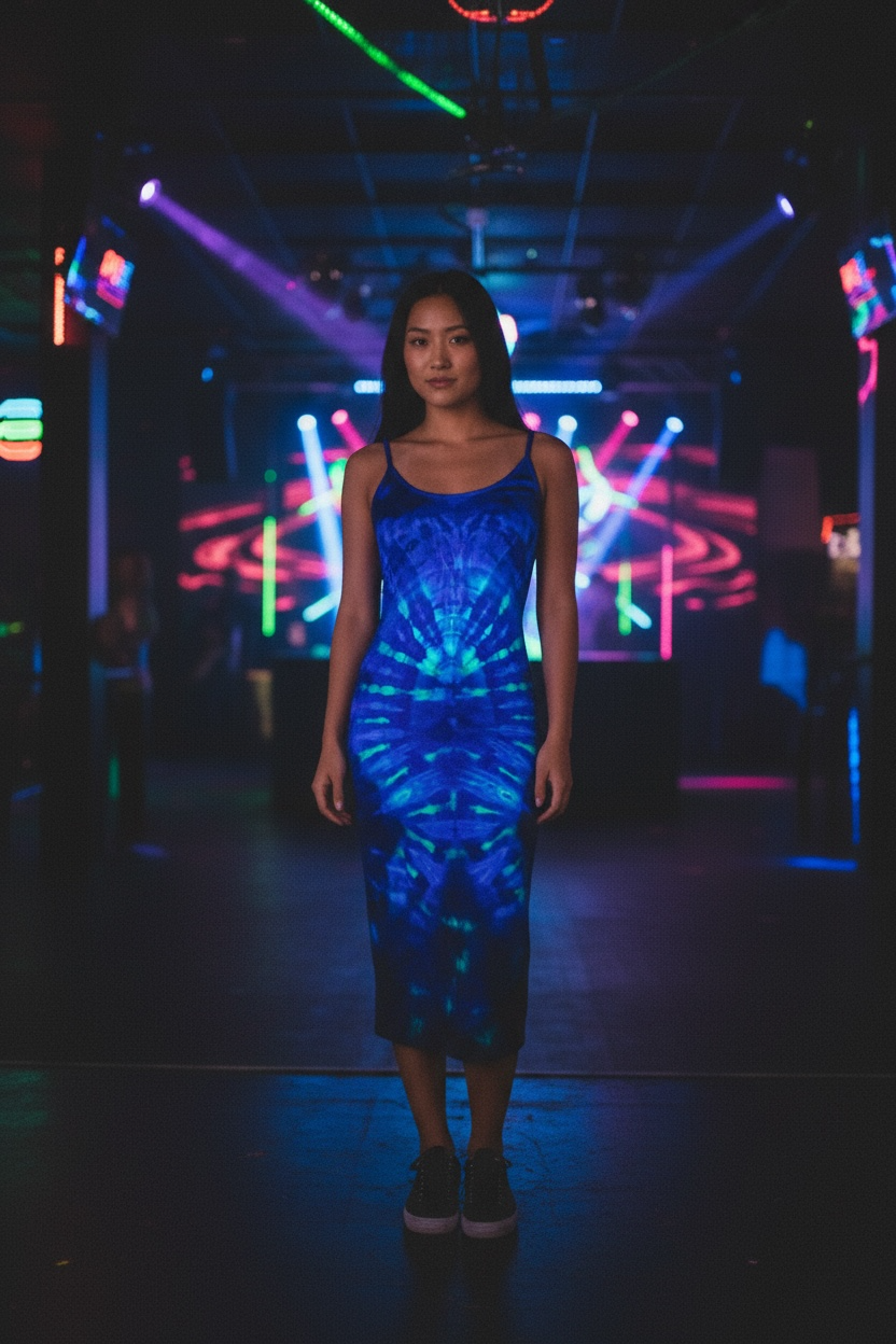 Medium “Curved Edges” UV Reactice Bodycon Slip Dress