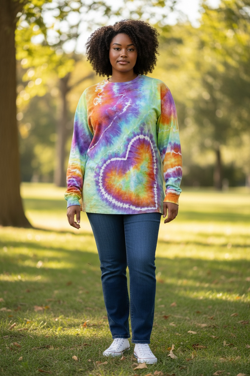 2XL Prism Heart Glow Long Sleeve T-Shirt