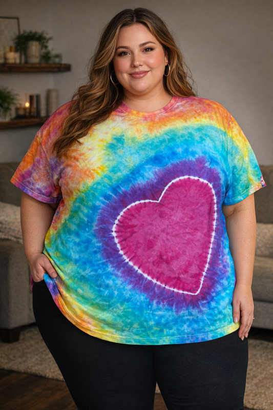 4XL Rainbow Riot Heart T-Shirt