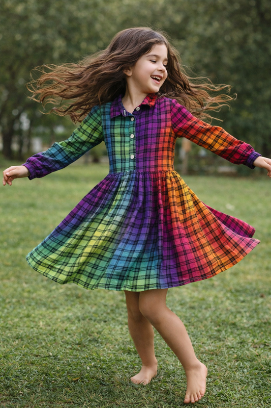 Kaleidoscope Twirl Flannel Dress Youth Small Youth Large Plus