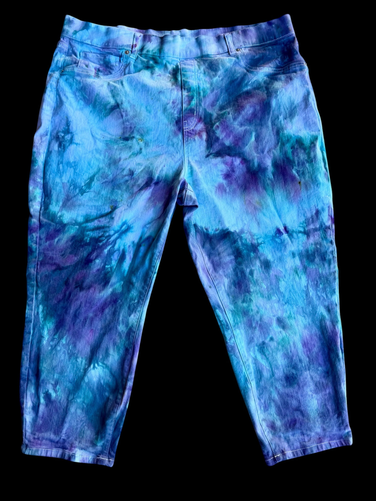 XXXL (22) Electric Ocean Dreams Denim Capris