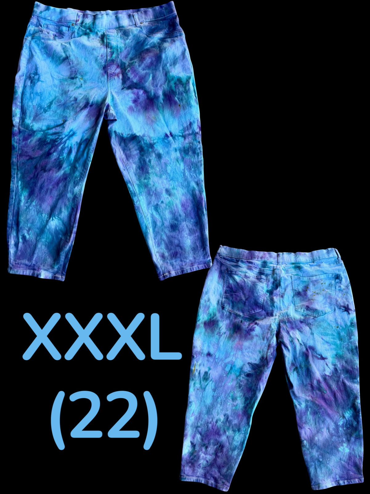 XXXL (22) Electric Ocean Dreams Denim Capris