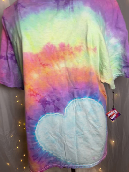 XL Cotton Candy Rainbow Heart Tee